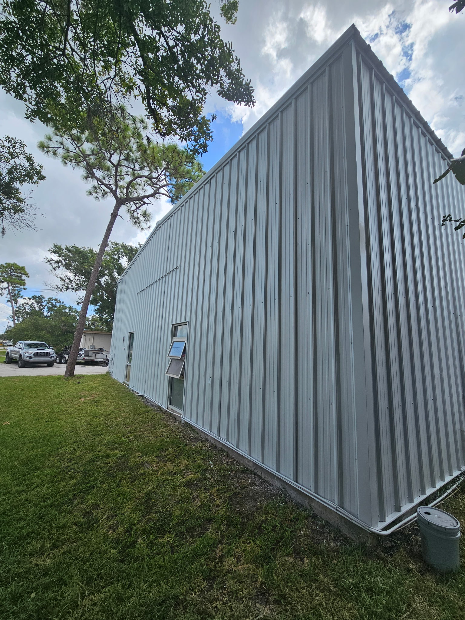 Commercial warehouse exterior paint finish